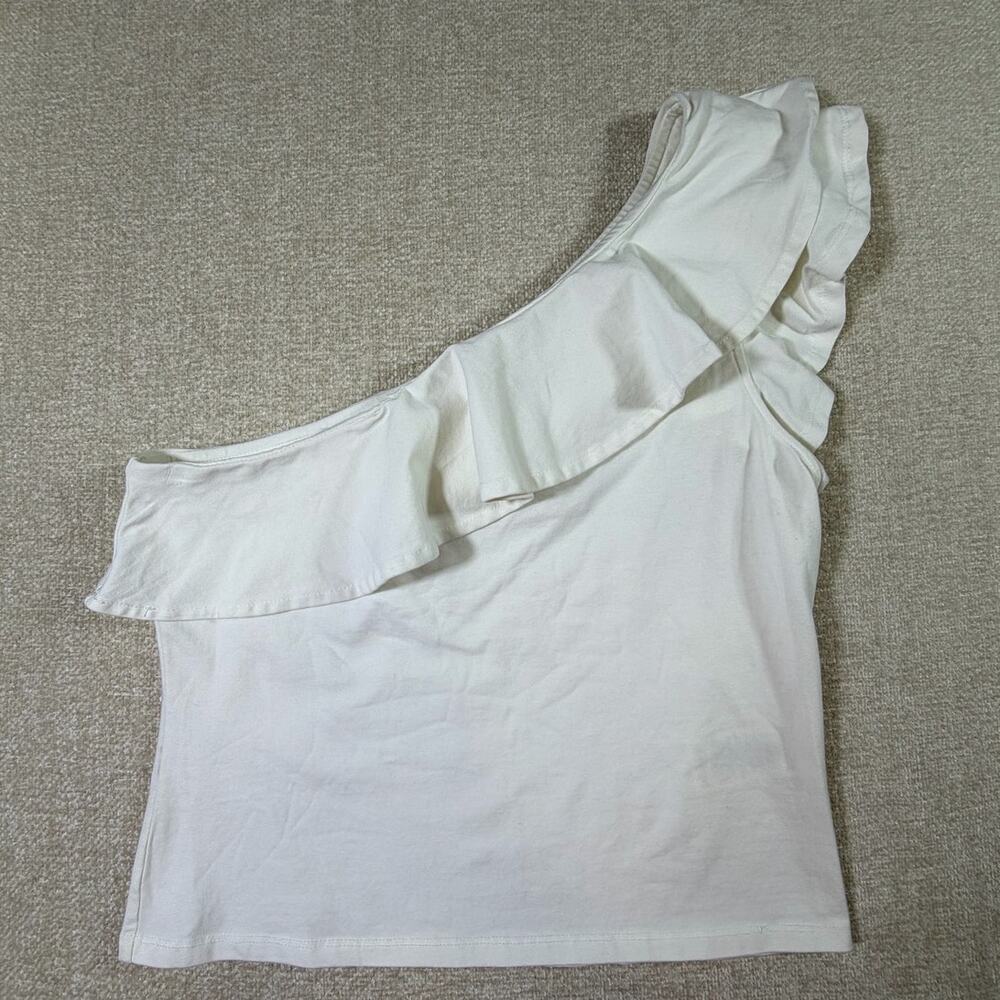 Maeve Women M White Off Shoulder Ruffle Boho Casual Cottagecore Summer Top